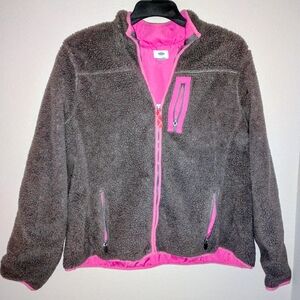 Old Navy Pink and Brown Fleece Jacket